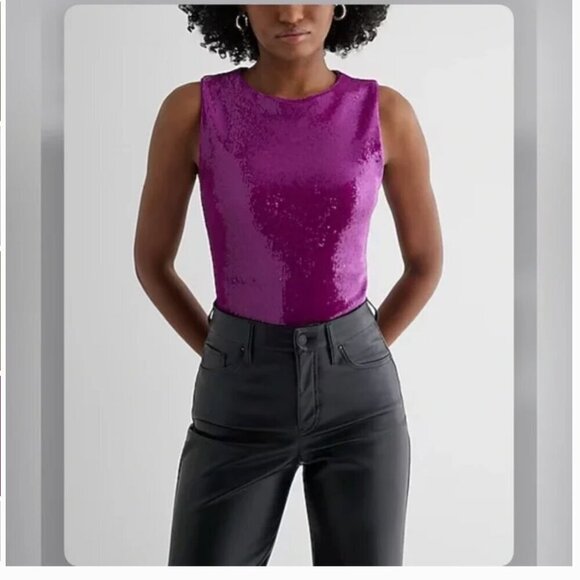 Express Body Contour Sequin Crew Neck Bodysuit - NWT - XL - Picture 1 of 12